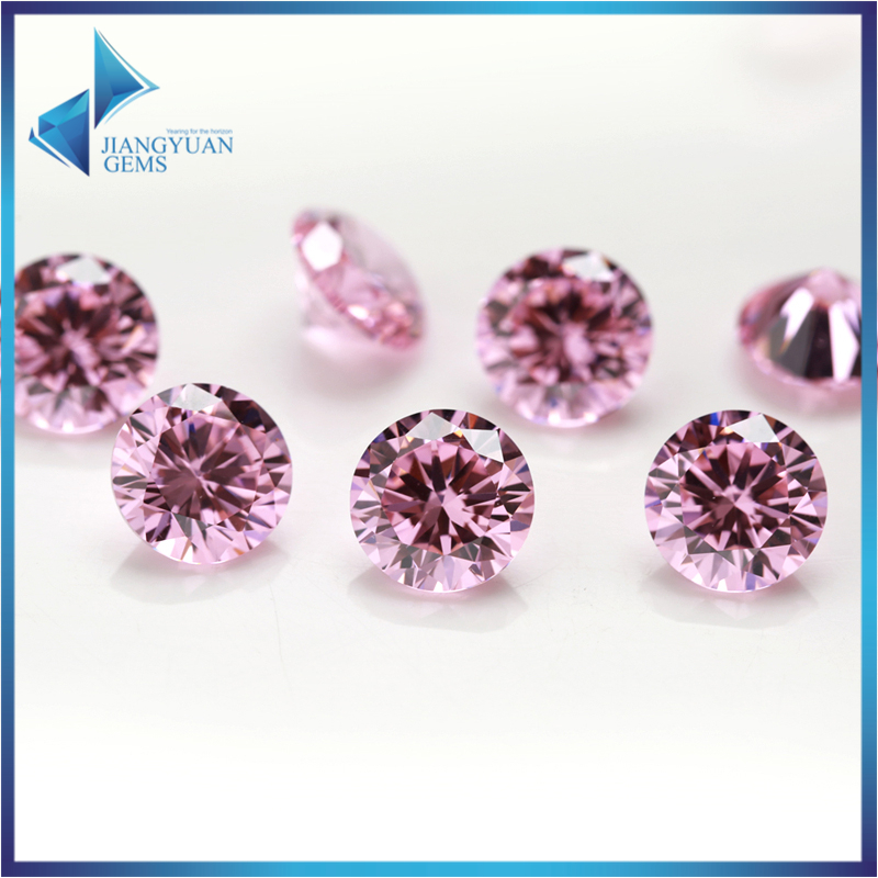 ขนาด 0.8 ~ 12.0 มม.5A รอบตัดสีชมพู CZ หินหลวม Cubic Zirconia สังเคราะห์อัญมณีสําหรับเครื่องประดับ DIY