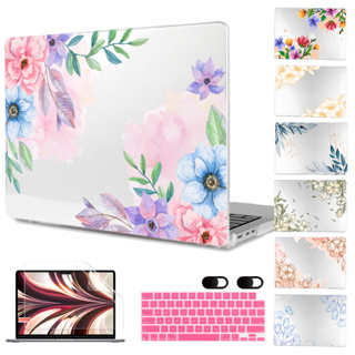 (ทุกรุ่น) เคสคริสตัล ลายดอกไม้ สําหรับ MacBook (2020 2021 2022 2023 Vision) M1 M2 Chip New Air Pro 13 14 15 นิ้ว A2941 A2681 A2779 A2442 A2780 A2485 A2338 A2337 A2179 A502 A2251