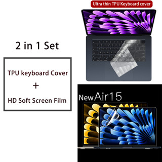 2 in 1 ฟิล์มกันรอยหน้าจอ TPU แบบใส และฟิล์มกันรอยหน้าจอ HD สําหรับ macbook new air 15 A2941 13.6 M2 model; A2681 Pro 13 M2 A2338 2023