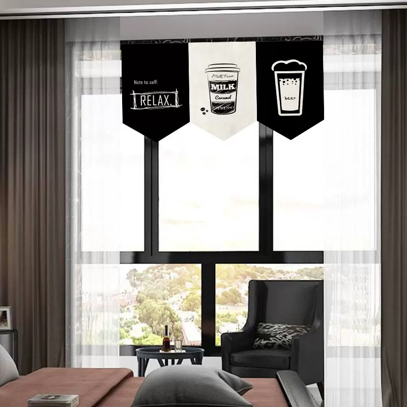 แนะนำ ผ้าม่าน ผ้าม่านกั้นประตู แบบครึ่ง ลายชานม กาแฟ สําหรับตกแต่ง ราคาพิเศษ มีเก็บเงินปลายทาง