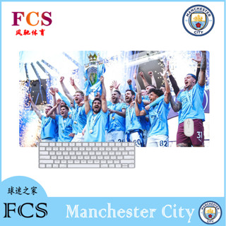 แผ่นรองเมาส์ ลายโลโก้ Manchester Triple Crown ขนาดใหญ่ 30x60 ซม. สีฟ้า 2023