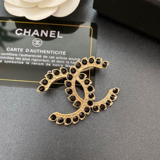 เข็มกลัด Chanel หรูหรา สีดํา สีทอง สไตล์ใหม่ สําหรับผู้หญิง100706