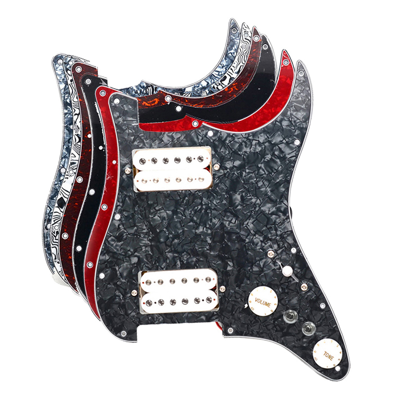 Alnico 5 Prewired Strat Pickguard Coil Splitting Pickguard HH Loading Pickguard พร้อมชุดกระบะ Humbucker