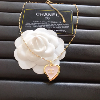 Chanel สร้อยคอ จี้รูปหัวใจ สีชมพู หรูหรา สําหรับผู้หญิง103277