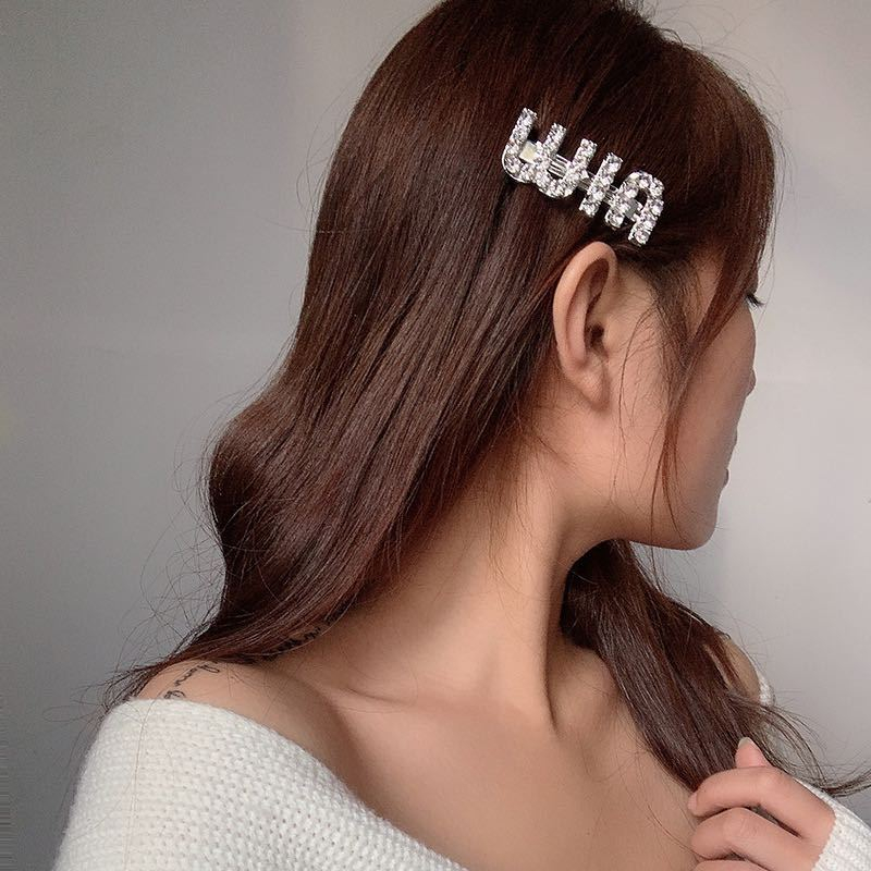 [Magpie] กิ๊บติดผม ประดับเพชร เต็มตัว รูปตัวอักษร สไตล์เกาหลี เข้ากับทุกการแต่งกาย สําหรับผู้หญิง