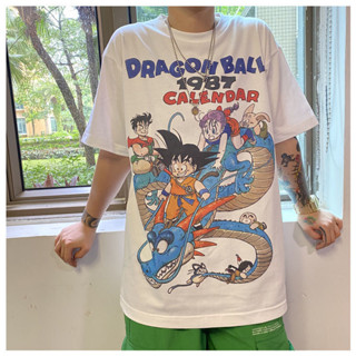 เสื้อยืดแขนสั้น ทรงหลวม พิมพ์ลายการ์ตูน Dragon Ball Super Saiyan สไตล์วินเทจ สําหรับผู้ชาย และผู้หญิง