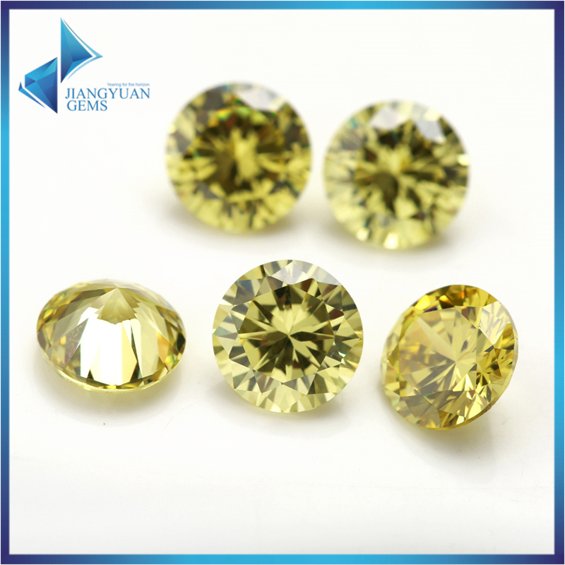 0.8 ~ 12 มม.5A รอบตัดมะกอกสีเหลือง CZ หินหลวม Cubic Zirconia สังเคราะห์อัญมณีสําหรับเครื่องประดับ DIY
