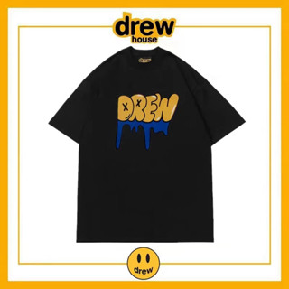 เสื้อยืดคอกลม แขนสั้น พิมพ์ลายตัวอักษร Drew Smiling Face ทรงหลวม สไตล์อเมริกัน แฟชั่นสําหรับผู้ชาย และผู้หญิง