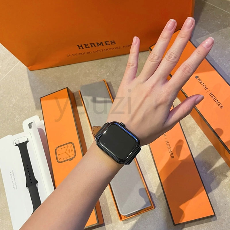1:1 Hermes Series 7 Apple watch 1.75 นิ้ว ที่ชาร์จไร้สาย ปุ่มหมุนเต็มรูปแบบ เรียกได้ บลูทูธ สมาร์ทวอทช์