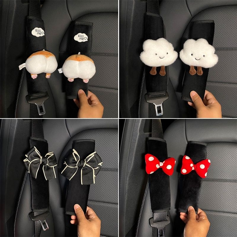 [DIY] ปลอกหุ้มสายเข็มขัดนิรภัยรถยนต์ แบบยาว น่ารัก 1 คู่
