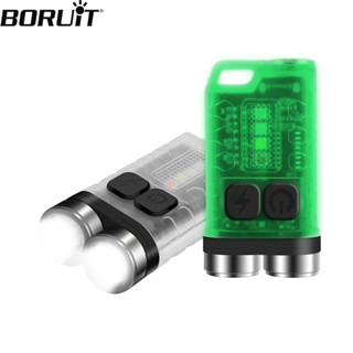 （ของขวัญเวลา จำกัด）Boruit V3 มินิไฟฉาย เรืองแสง LED สีดำ, สีเรืองแสง USB ชาร์จไฟฉาย LED ความเข้มสูง USB ซูมไฟฉายความเข้มสูงโหมดไฟฉายปรับแสงแฟลช อุปกรณ์แคมป์ปิ้ง ไฟฉาย แคมป์ปิ้ง โคมไฟ ขนาดเล็ก 1000LM พร้อมพวงกุญแจ สีแดง และแสง UV ชาร์จ USB กันน้ํา