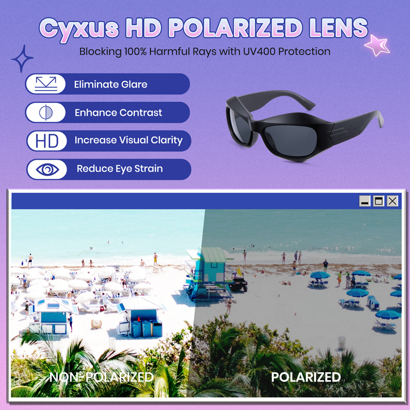 Cyxus نظارة شمسية كبيرة مستقطبة UV400 — صورة 3