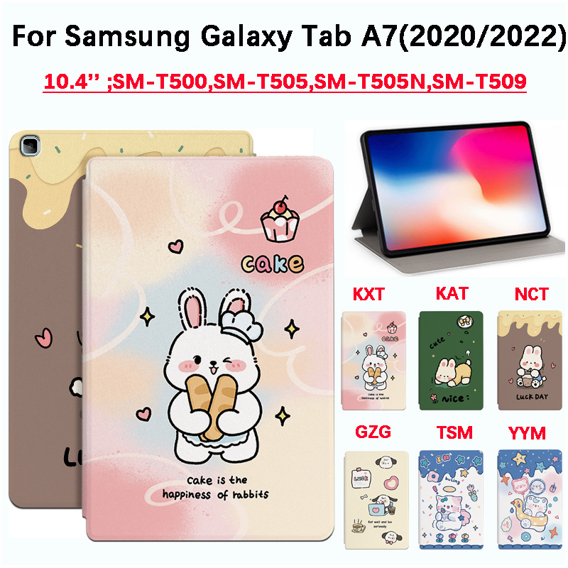ใหม่ เคสแท็บเล็ตหนัง PU กันเหงื่อ ลายแมวกระต่ายน่ารัก คุณภาพสูง สําหรับ Samsung Galaxy Tab A7 10.4 น