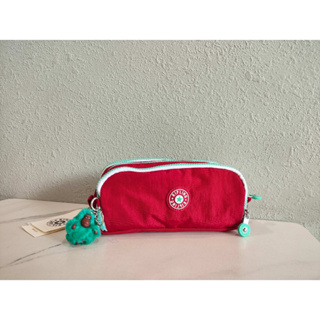 Kipling k13564 กระเป๋าดินสอ กระเป๋าเครื่องสําอาง มีซิป ขนาดใหญ่ สีแดง