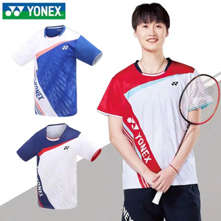 Yonex เสื้อกีฬาแบดมินตัน แขนสั้น แห้งเร็ว สําหรับผู้ชาย และผู้หญิง