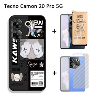 3in1 Tecno Camon 20 pro 5G เคส ฟิล์มเซรามิค + ฟิล์มด้านหลัง + แบรนด์แฟชั่น การ์ตูน นักบินอวกาศ วิศวกรรม เคสโทรศัพท์ TPU นิ่ม กันกระแทก