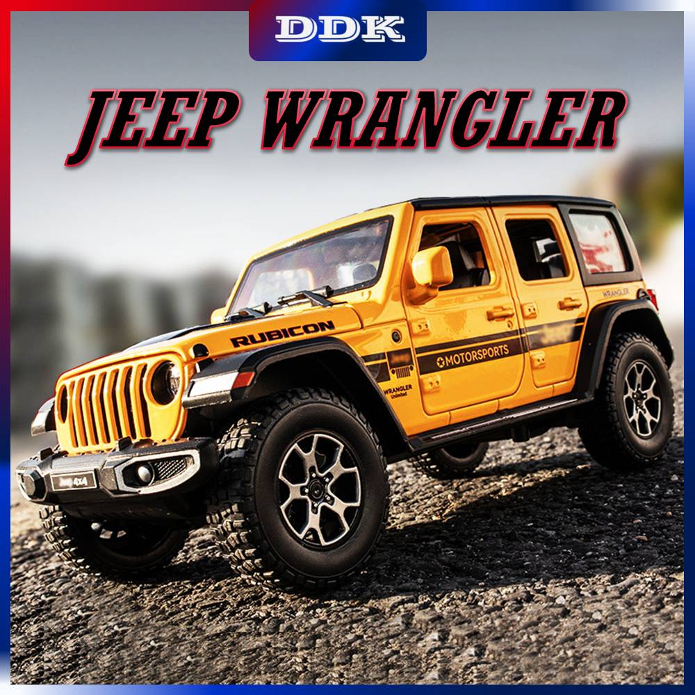 WRANGLER 1:22 รถจี๊ป แรงเลอร์ โลหะ หล่อ รุ่นโลหะผสมของเล่นรถเสียงและแสงดึงกลับรถบรรทุกคอลเลกชันยานพาหนะของขวัญวันเกิดสําหรับเด็กเด็กผู้ชายเด็กเล่นเพื่อนปัจจุบัน