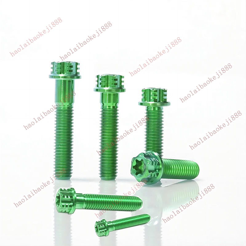 Tc4/gr5 M6 M8 M10 สกรูหน้าแปลนไทเทเนียมอัลลอย สีเขียว 10 มม.-90 มม. M10 สําหรับรถจักรยานยนต์