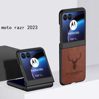 เคสโทรศัพท์มือถือหนังแข็ง ลายหัวกวางนูน สไตล์วินเทจ สําหรับ Motorola Razr 40 Ultra Razr 40 Ultra