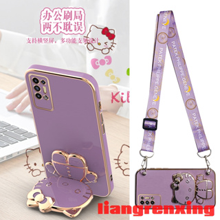 เคส Tecno POVA 2 เคสโทรศัพท์มือถือ ซิลิโคนนิ่ม กันกระแทก พร้อมสายคล้องคอ และที่ตั้งวาง สําหรับ Tecno POVA 2 WDKTM01 น่ารัก ลายการ์ตูน กันกระแทก