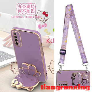 เคส huawei y7a 2021 เคสโทรศัพท์มือถือ ซิลิโคนนิ่ม กันกระแทก พร้อมสายคล้องคอ และที่ตั้งวาง สําหรับ huawei y7a 2021 WDKTM01 น่ารัก ลายการ์ตูน กันกระแทก