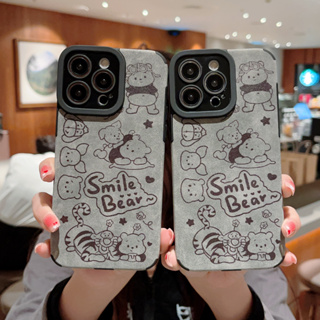 เคสโทรศัพท์มือถือหนังแกะ กันกระแทก ลายหมีหน้ายิ้มน่ารัก สําหรับ iPhone 12 12 pro 12 pro max 13 13 pro iPhone 13 pro max 14 14 plus 14 pro 14 pro max