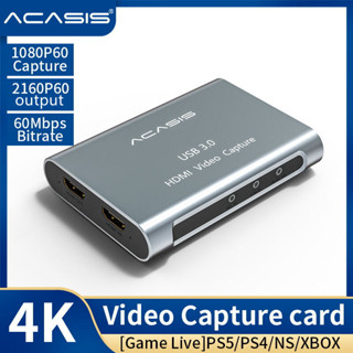 Acasis กล่องบันทึกวิดีโอ 4K 60Hz USB 3.0 HDMI 1080P สําหรับกล้อง PS4