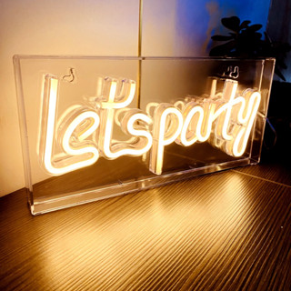 Letsparty โคมไฟนีออน LED อะคริลิค แบบติดผนัง รูปโลโก้นีออน สําหรับร้านอาหาร บาร์ ปาร์ตี้ บรรยากาศกลางคืน