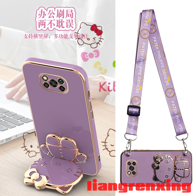 เคส POCO X3 PRO POCO X3 NFC POCO X3 เคสโทรศัพท์มือถือ ซิลิโคนนิ่ม กันกระแทก พร้อมสายคล้องคอ และที่ตั้งวาง สําหรับ POCO X3 PRO POCO X3 NFC POCO X3 WDKTM01 น่ารัก ลายการ์ตูน กันกระแทก