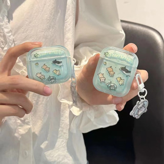 เคสหูฟัง แบบนิ่ม ลายการ์ตูนน่ารัก พร้อมสายโซ่คล้อง สําหรับ airpods 1 2 3 pro2