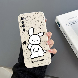 เคสโทรศัพท์มือถือ Tpu นิ่ม ลายการ์ตูนกระต่าย สีขาว พร้อมสายคล้อง สําหรับ Huawei Nova 5T Nova 7i Nova 7 Nova 7 PRO Nova 7 SE Nova 8 Nova 8 PRO