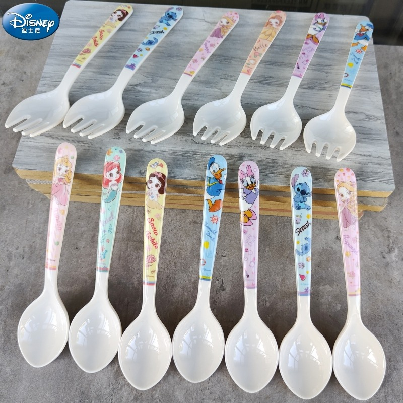 Disney ช้อนส้อม ช้อน+ส้อมเมลามีน ลายการ์ตูน ลิขสิทธิ์แท้ 100%