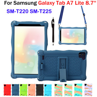 เคสแท็บเล็ต ซิลิโคนนิ่ม หนา กันกระแทก พร้อมขาตั้ง แฟชั่น สําหรับ Samsung Galaxy Tab A7 Lite 8.7 นิ้ว 2021 SM-T220 T225 Galaxy Tab A 7 Lite 8.7 นิ้ว