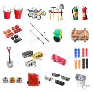 RC รถพลั่วเครื่องดับเพลิง Trunk กระเป๋าเดินทาง Mini Bike ถังจําลองอุปกรณ์ตกแต่งสําหรับ 1/8 1/10 1/12 TRX4 TRX6 SCX10 D90 90046 Tamiya CC01 YiKong RGT MN RC Crawler