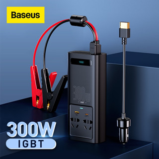 Baseus อินเวอร์เตอร์รถยนต์ 300W DC 12V เป็น AC 220V จอแสดงผลดิจิทัล อินเวอร์เตอร์พลังงานอัตโนมัติ USB Type C ชาร์จเร็ว สําหรับอะแดปเตอร์ไฟรถยนต์