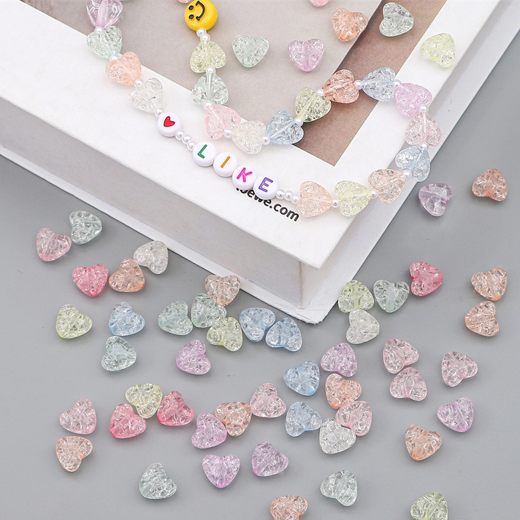จี้ลูกปัดอะคริลิค รูปหัวใจ พีช ดอกไม้ ด้านใน DIY สําหรับทําเครื่องประดับ สร้อยข้อมือ ต่างหู 70 ชิ้น