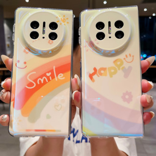 เคสโทรศัพท์ สีรุ้ง สวยงาม สําหรับ Huawei Mate X3 ขอบใส พับได้ เคสป้องกัน