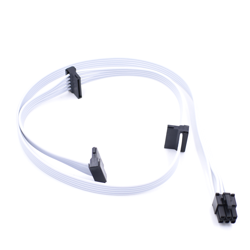 สีขาว PSU PERIPHERAL & SATA 6PIN ถึง 3 * พอร์ต sata สายไฟสําหรับ Corsair Modular CX650F RGB/RM550/RM