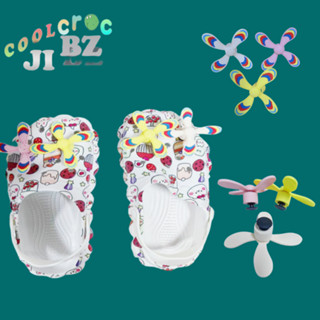 Jibbitz อุปกรณ์เสริม หัวเข็มขัด รูปกังหันลม ดอกไม้ สําหรับตกแต่งรองเท้า Crocs DIY 3 ชิ้น