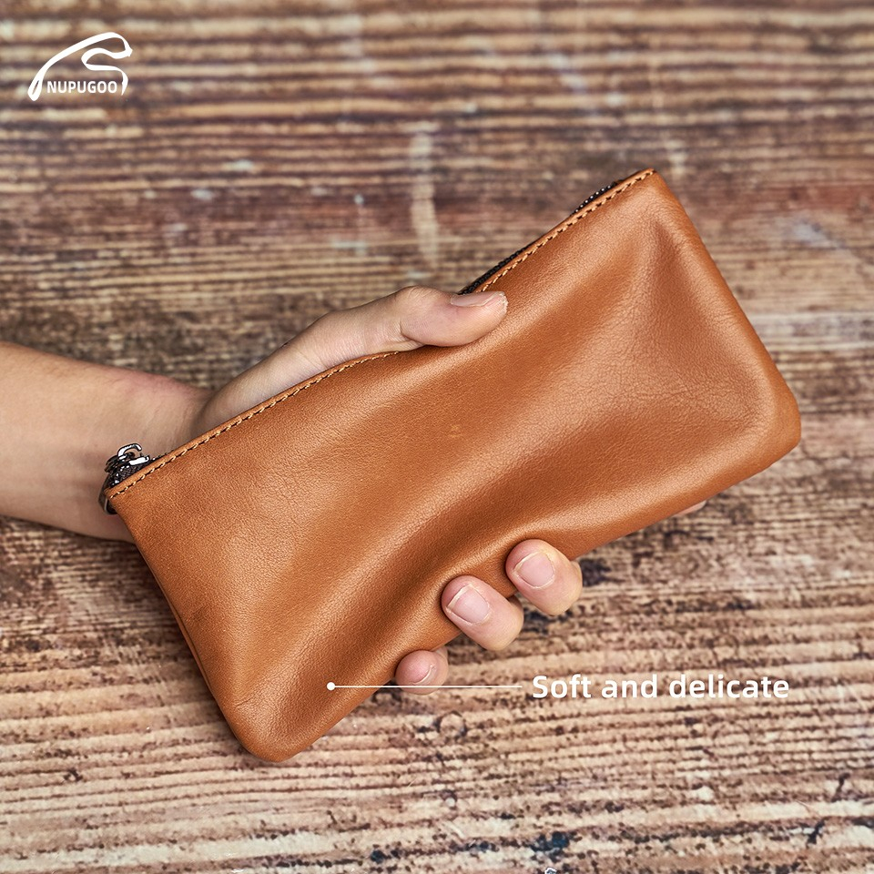 [พร้อมส่ง] Nupugoo กระเป๋าสตางค์ลําลอง หนังวัวแท้ ใบยาว ทรงคลัทช์ เข้ารูป ใส่โทรศัพท์มือถือได้ แฟชั่นสําหรับผู้ชาย และผู้หญิง