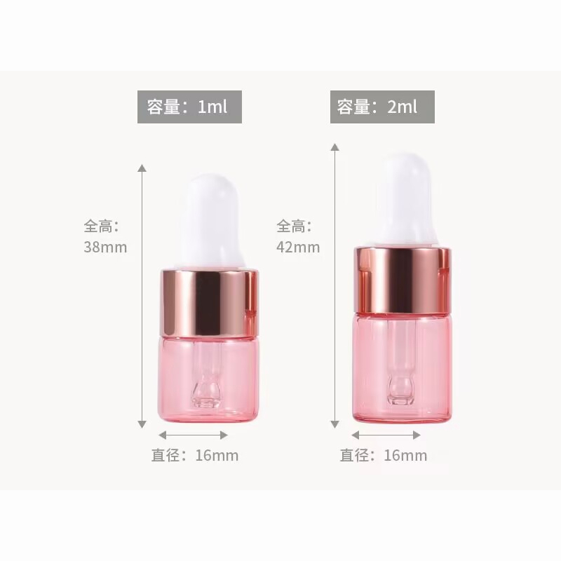 ขวดแก้วเปล่า สีชมพูกุหลาบ ขนาด 1 มล. 2 มล. 3 มล. 5 มล. สําหรับใส่น้ํามันหอมระเหย 20 ชิ้น