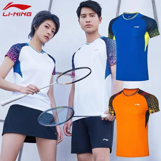 Li Ning เสื้อยืดกีฬาแบดมินตัน แขนสั้น ระบายอากาศ ดูดซับเหงื่อ แบบแห้งเร็ว สําหรับผู้ชาย และผู้หญิง