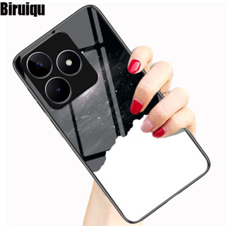 Biruiqu เคสกระจกนิรภัย ขอบซิลิโคนนิ่ม กันกระแทก ลายดาว หลากสี สําหรับ Realme C53