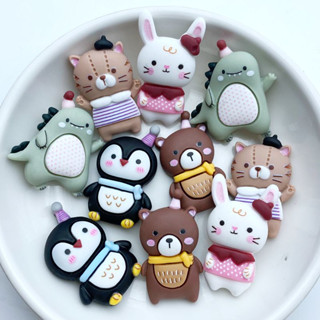 ยี่ห้อใหม่10ชิ้นชุดเรซิ่นการ์ตูนสัตว์กระต่าย,แมว,เพนกวิน,ไดโ…