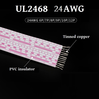 UL2468 Extension Wire 24AWG 6P  8P 9P 10P 12P Pin Flat Ribbon PVC Insulated Tinned Copper Connect Cable Electron Strip Line สายไฟต่อขยาย