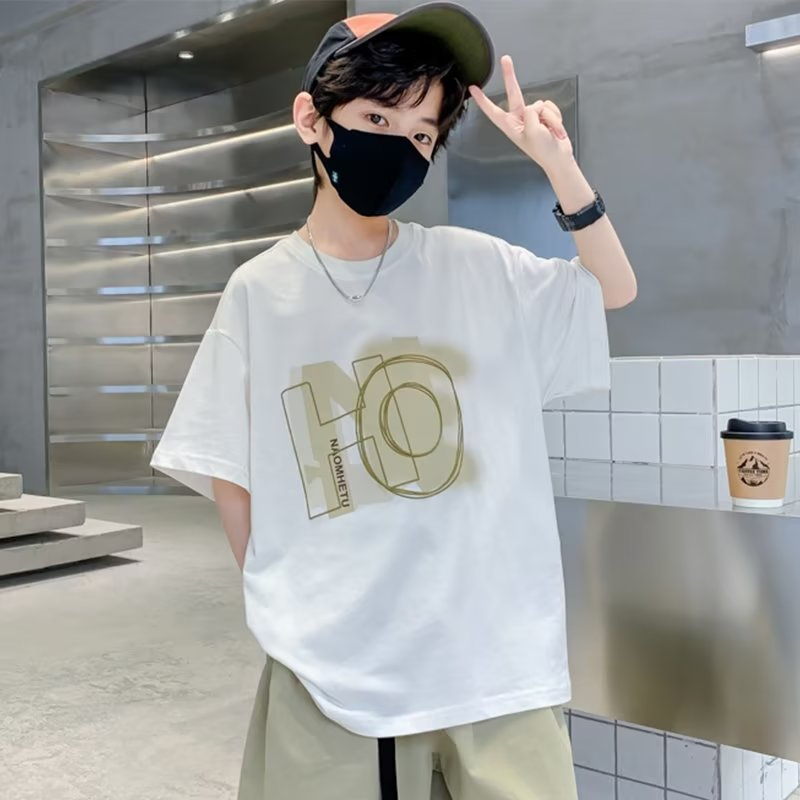 Meason เสื้อยืดไซส์เด็ก ลายน่ารัก ผ้าคอตตอน 100% ไม่ระคายผิวเพราะทำให้เด็กใส่ สีดำสีขาว110-160cm A56