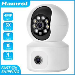 Hamrol 2K 4MP กล้องวงจรปิดไร้สาย PTZ มองเห็นที่มืด ตรวจจับการเคลื่อนไหว กล้องรักษาความปลอดภัยในร่ม