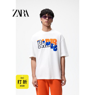 Zara เสื้อเชิ้ตแขนสั้น ผ้าฝ้าย สําหรับผู้ชาย 4374300 250