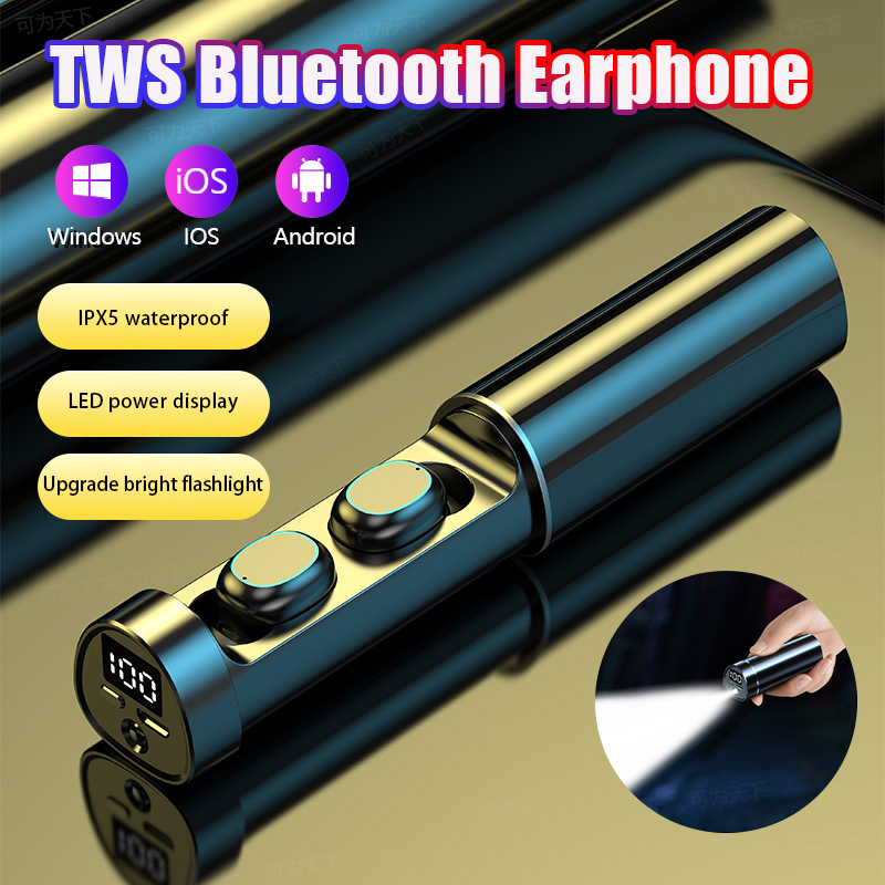 N21 pro TWS ชุดหูฟังบลูทูธไร้สาย พร้อมไมโครโฟน และไฟฉาย พร้อมจอแสดงผล LED Ipx5 กันน้ํา สําหรับ iPhon