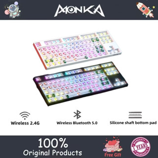 Monka A87 ชุดคีย์บอร์ดไร้สายบลูทูธ RGB